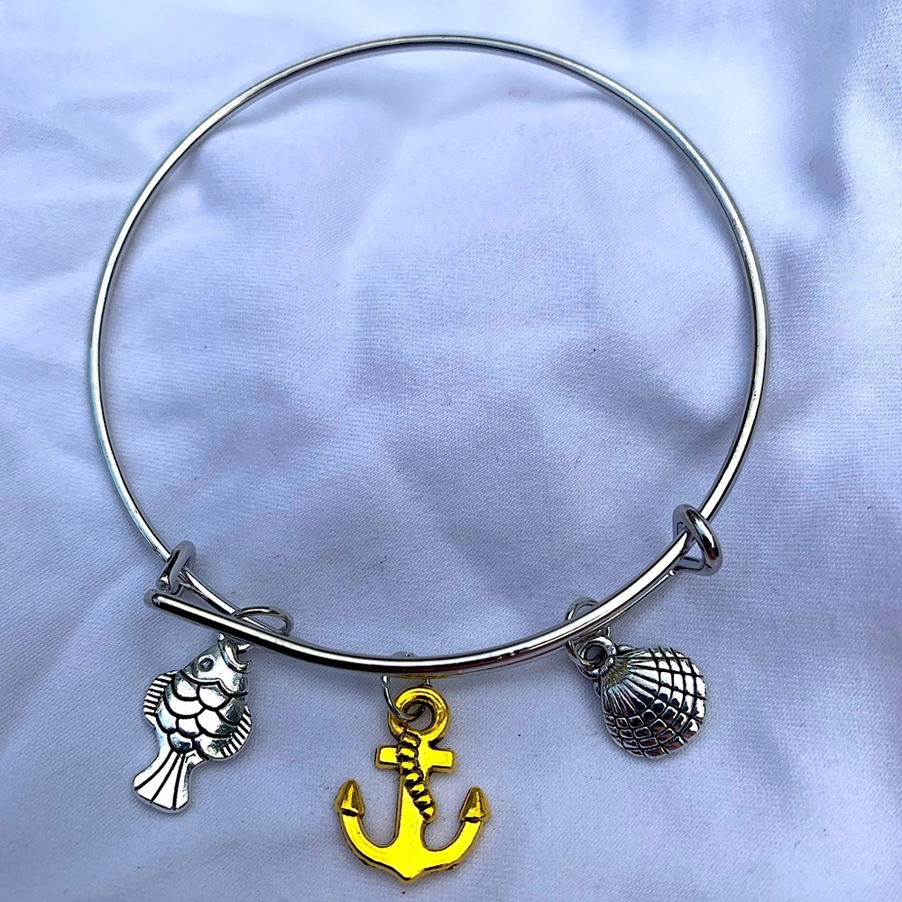 Brand New! Handmade! Adjustable Charm Bangle Bracelet!